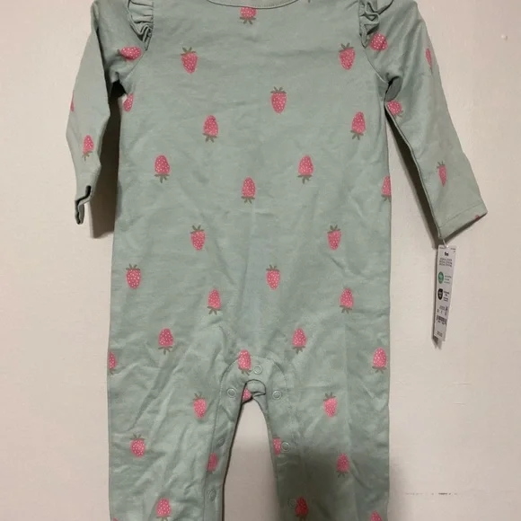 Carter's Mint and Pink Strawberry Bodysuit - Picture 1 of 4